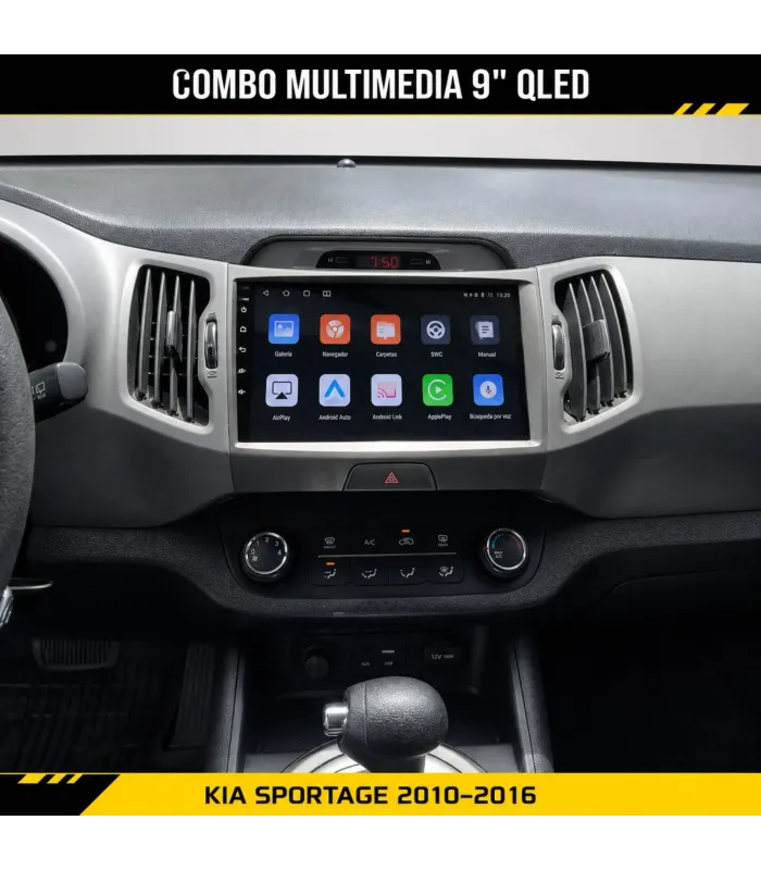 Combo Multimedia Kia Sportage 2010-2016 Pantalla 9 Pulgadas QLED Android