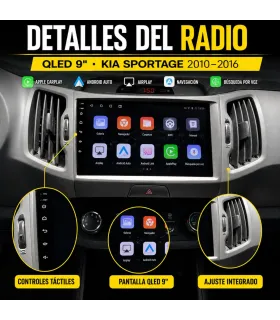 Combo Multimedia Kia Sportage 2010-2016 Pantalla 9 Pulgadas QLED Android