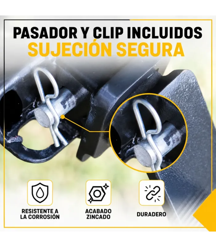 Pasador de enganche con mango doblado y clip retenedor