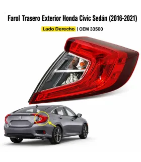 Farol trasero exterior para Honda Civic Sedán 2016-2021