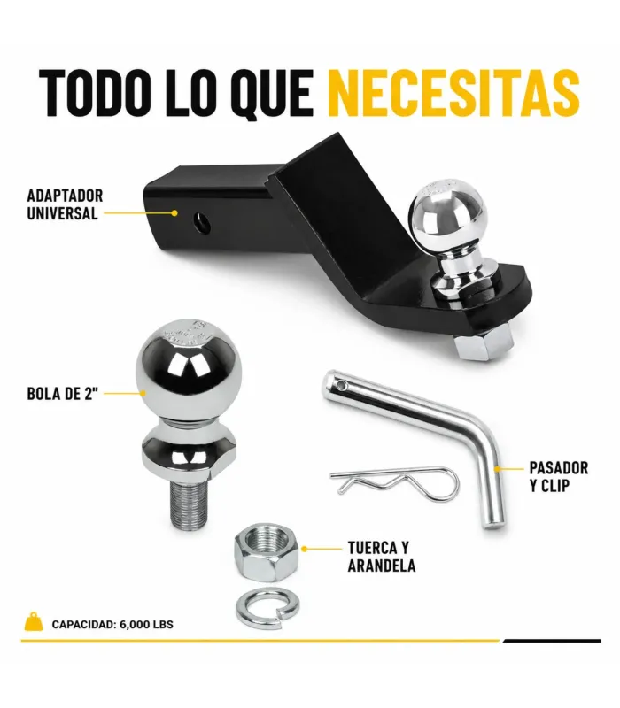 Kit Adaptador de Enganche para Remolque con Bola 6000 Lbs Universal Pasador y Clip