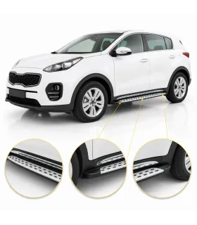 Estribos Laterales Kia Sportage (2016-2022), muestra instalados en Kia