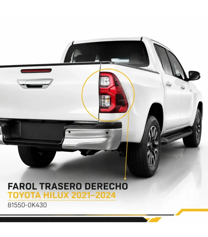 Pantalla trasera Toyota Hilux 2021 2024 izquierda derecha