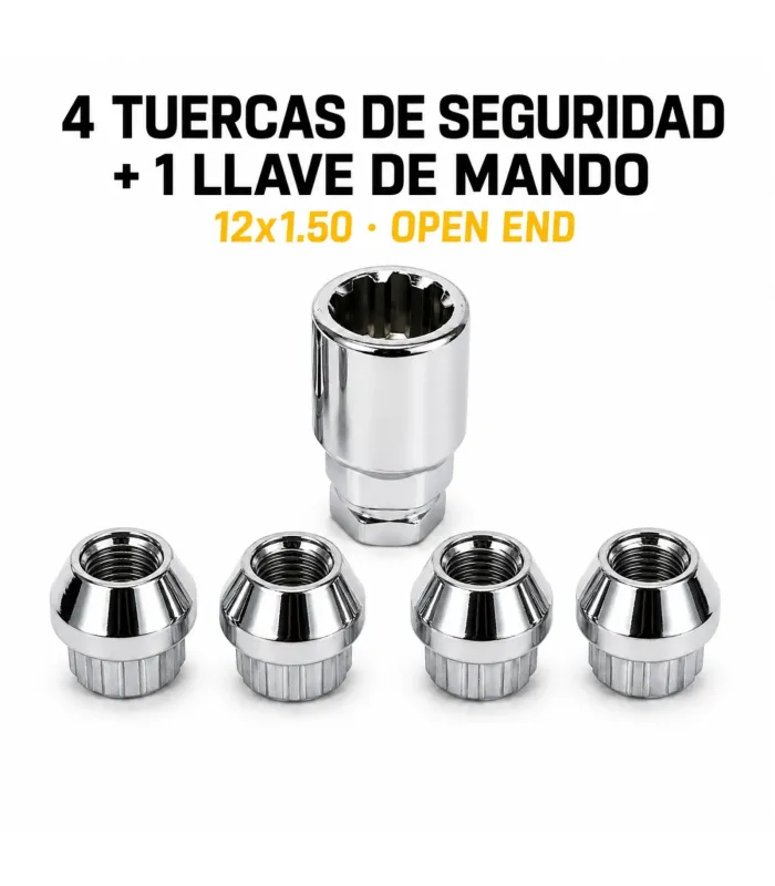 Tuercas de seguridad Open End 12x1.50 con llave