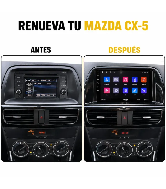 Dash Kit 9 Pulgadas Mazda CX-5 2013-2016 Antes y Despues.