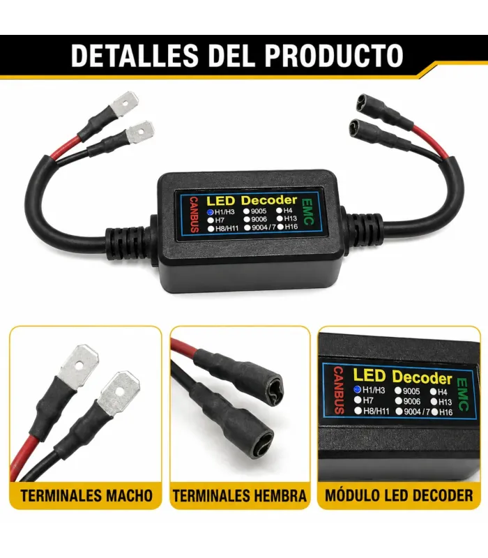 LED Decoder WAO-10950 compatible con luces LED H1 H3
