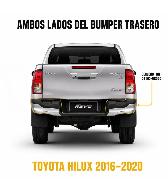 Cubre esquina bumper trasero Toyota Hilux Revo 2016 2020