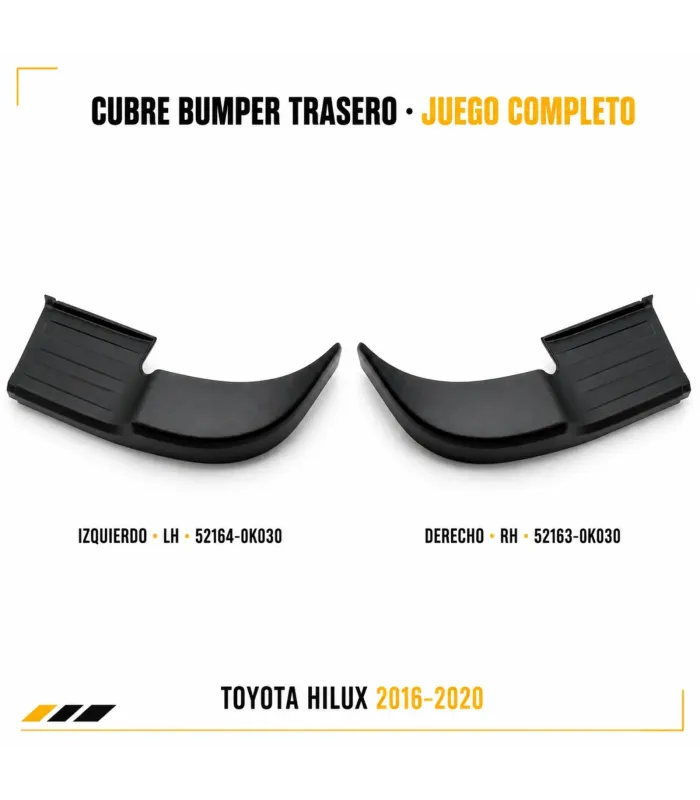 Cubre Falta Bumper Trasero Toyota Hilux 2016-2020 2 Partes