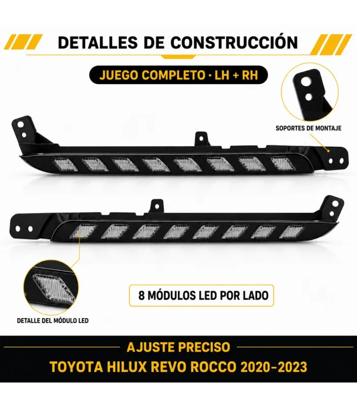 Barra de luz diurna LED Toyota Hilux Revo 2020 2021 2022 2023
