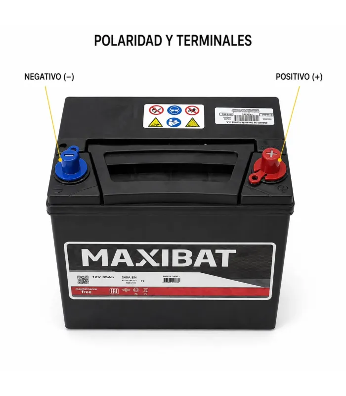 Batería Maxibat 12V 35Ah 260 CCA polo invertido