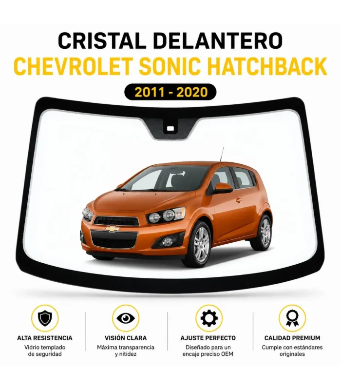 Vidrio frontal Chevrolet Sonic sedan y hatchback de reemplazo automotriz