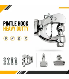 Pintle Hook cromado heavy duty con bola 1 7 8 para remolque
