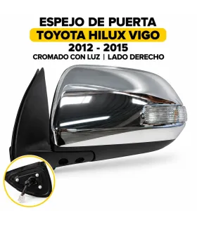 Espejo de puerta Toyota Hilux Vigo 2012 2015 cromado con luz