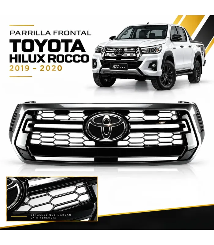 Parrilla frontal Hilux Rocco cromada negra Auto Fashion