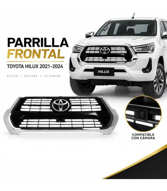 Parrilla frontal Hilux 2021 2024 con camara Auto Fashion