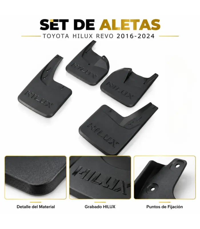 Mud flaps Toyota Hilux Revo 2016 2024 marca generica