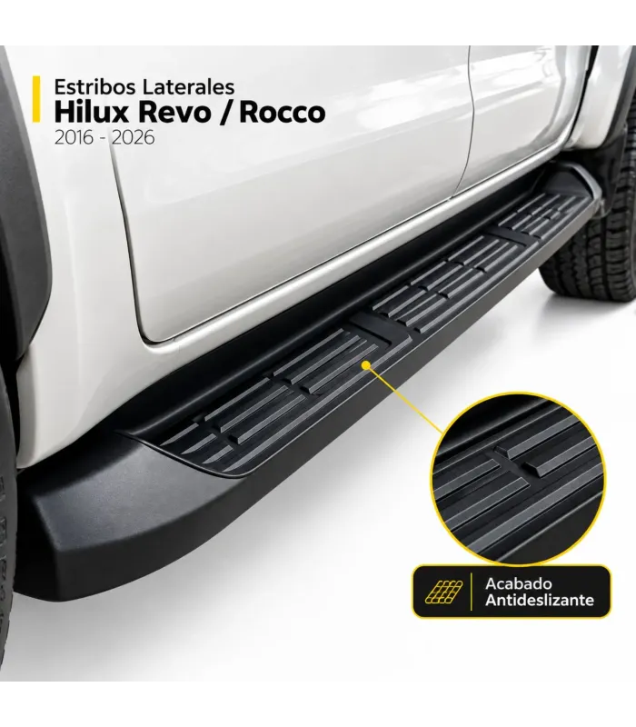 Estribos Laterales Toyota Hilux Revo / Rocco (2016-2026) Detalle