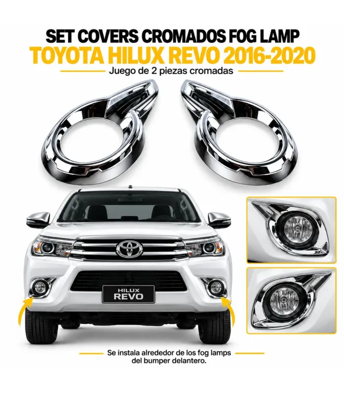 Cover cromado halogeno Toyota Hilux Revo derecho izquierdo