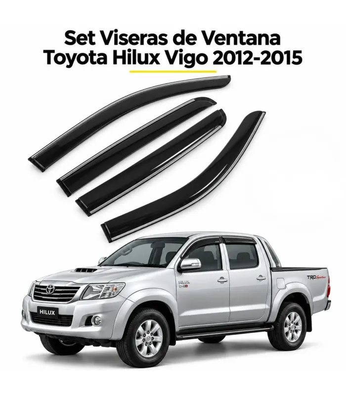 Viseras Hilux Vigo con ribete niquelado set 4 piezas