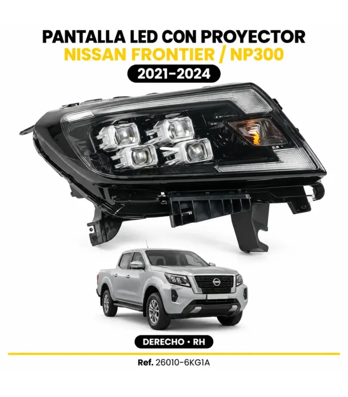 Pantalla LED con Proyector Nissan Frontier / NP300 2021-2024