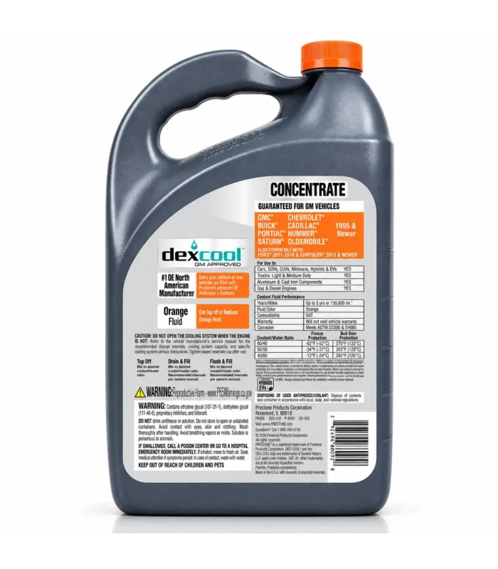 Coolant Prestone DEX-COOL GM Concentrado AF-888 Protección 150,000 Millas