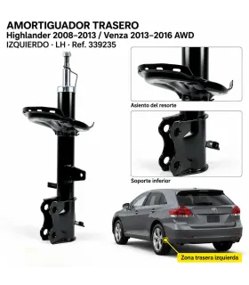 Amortiguador trasero genérico Toyota Highlander 2008-2013 AWD
