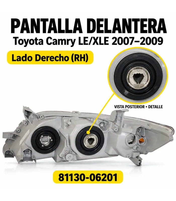 Faro delantero clear halógeno Toyota Camry LE XLE 2007-2009