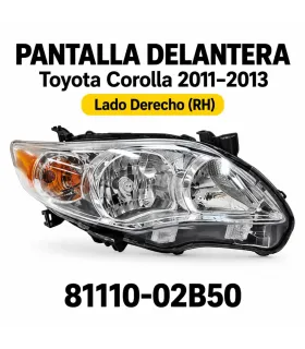 Faro delantero clear halógeno Toyota Corolla 2011-2013 con interior cromado