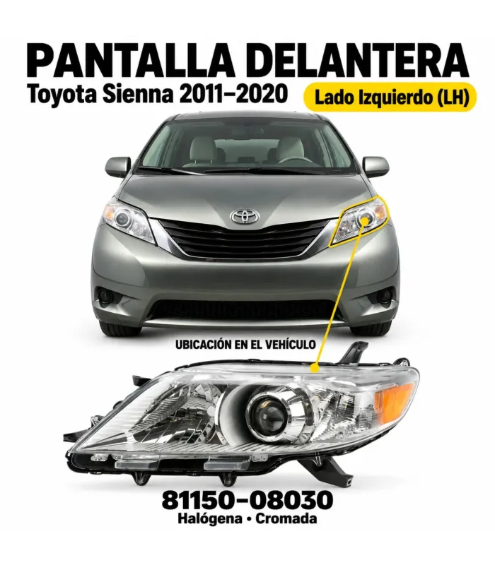 Pantallas Delanteras (Faros) Toyota Sienna (2011-2020)