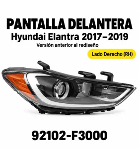 Pantalla delantera Hyundai Elantra 2017-2018 con fondo cromado