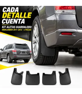 Kit aletas guardalodo Toyota Highlander 2011 2013 4 piezas