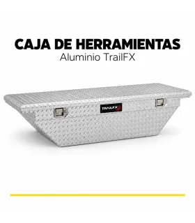 Caja de herramientas TrailFX instalada sobre rieles de cama de camioneta