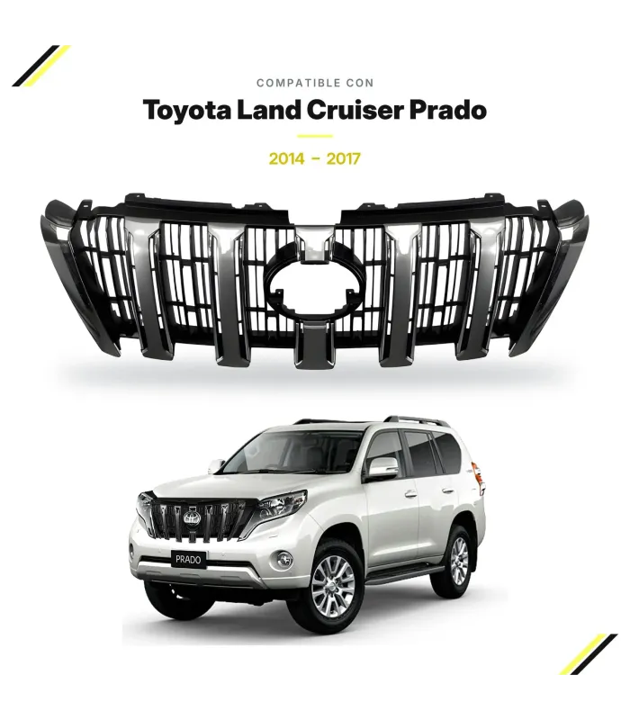Detalle de barras verticales cromadas parrilla Toyota Prado
