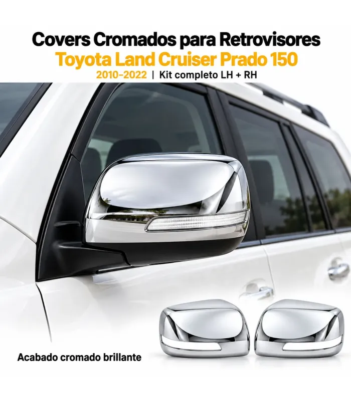 Par de tapas de espejo cromadas para Toyota Prado 150