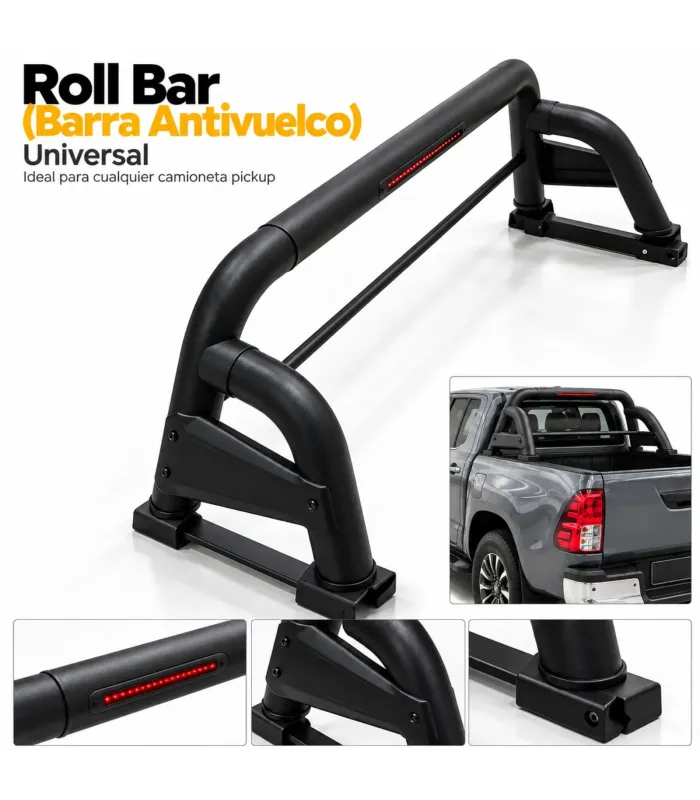 Camioneta pickup con roll bar universal vista trasera