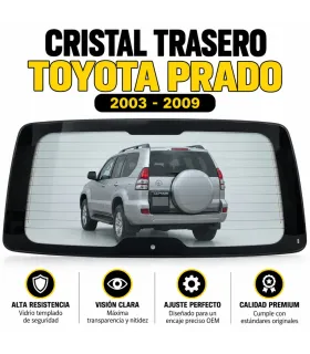 Vista posterior Toyota Land Cruiser Prado 120 con vidrio nuevo