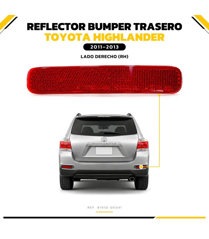 Vista lateral reflector bumper Toyota Highlander