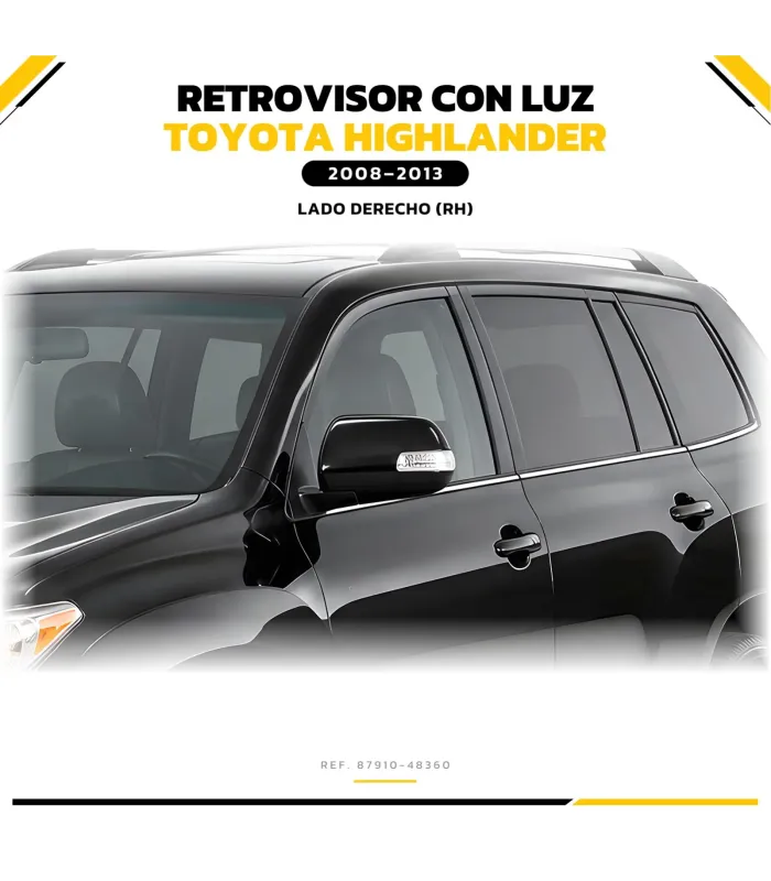 Luz direccional en retrovisor lateral Toyota Highlander