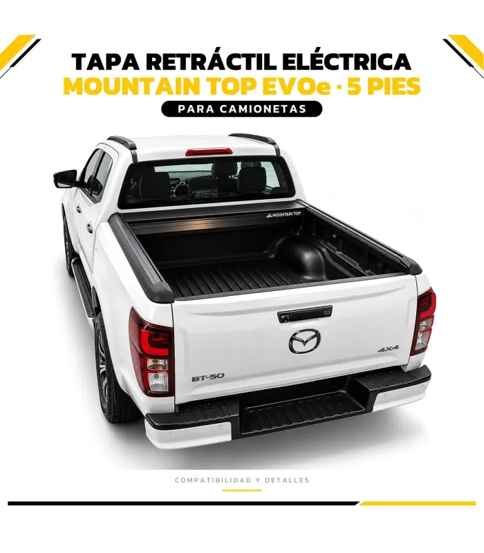 Tapa retráctil eléctrica Mountain Top EVOe abierta