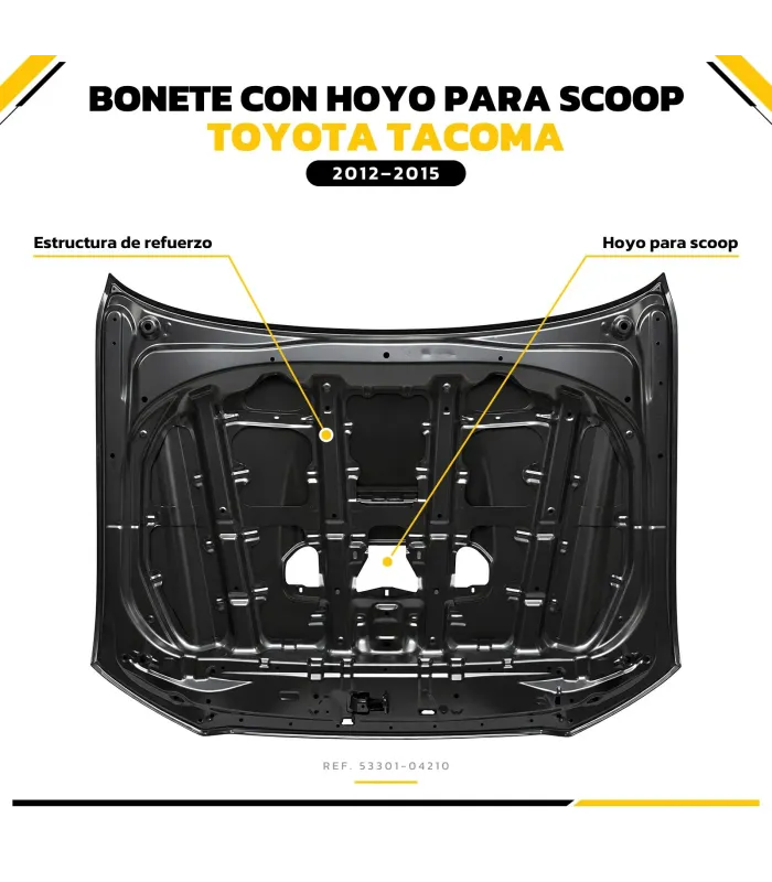 Detalle del hoyo para scoop bonete Toyota Tacoma