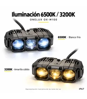 Luz LED auxiliar ONELUX OX-M100 3 lentes para parrilla