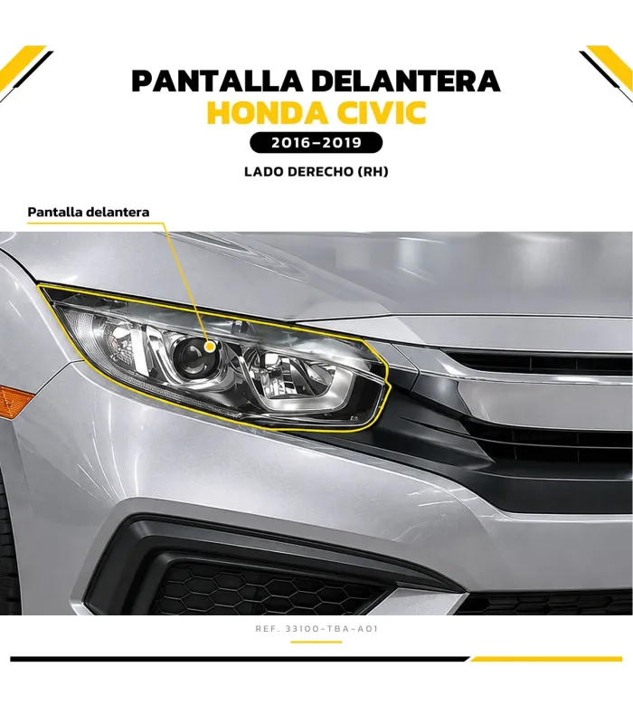 Pantalla instalada en Honda Civic 2016-2019
