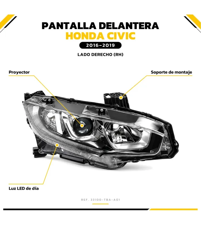 Pantalla derecha Honda Civic 33100-TBA-A01