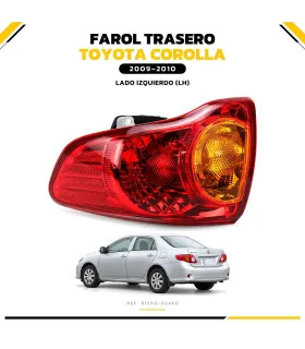 Detalle del lente rojo y ámbar farol trasero Corolla