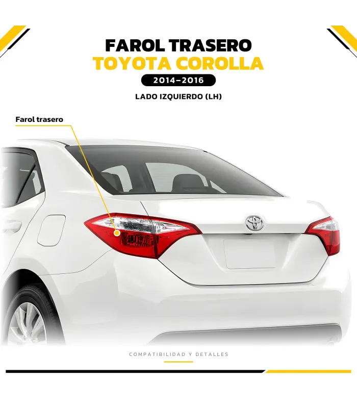 Detalle del lente rojo farol trasero Corolla