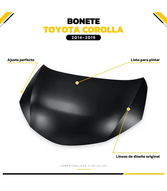Vista interior bonete Toyota Corolla