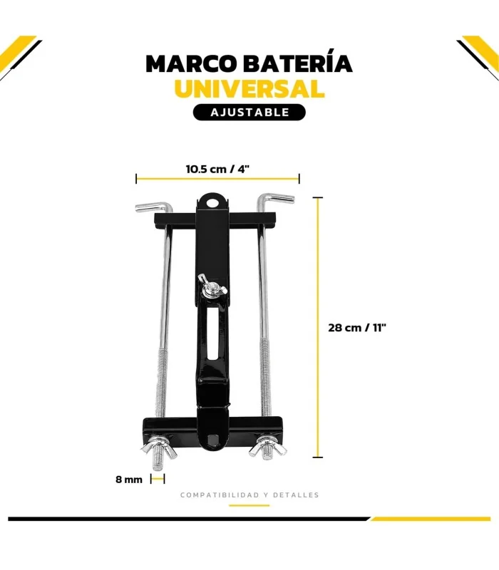 Marco batería universal vista frontal