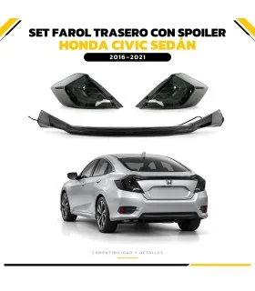 Set faroles traseros con spoiler instalado en Honda Civic