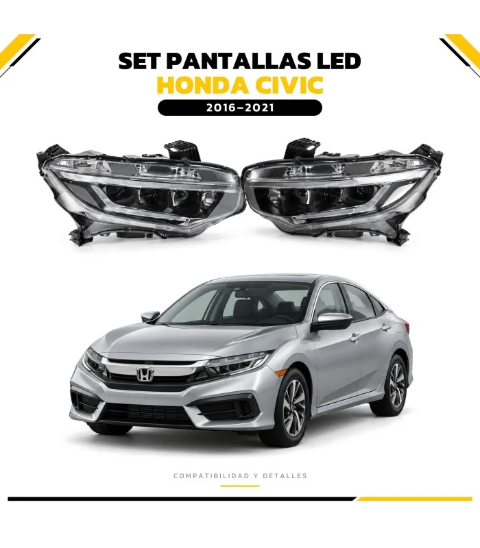 Pantallas LED instaladas en Honda Civic 2016-2021