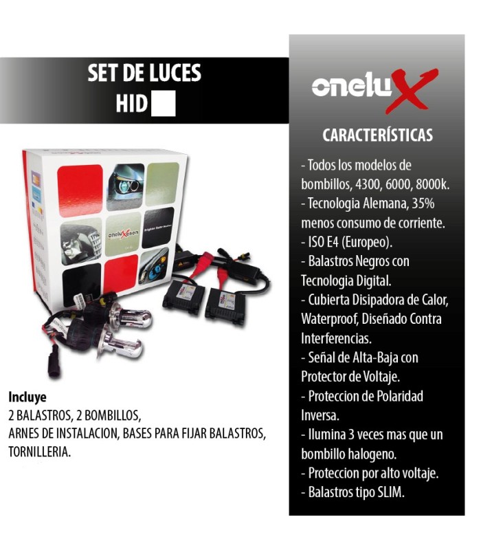 Onelux 35W Luces de Xenon HID AC Headlight Kit completo H3 6000K Lámpara de Repuesto MA94